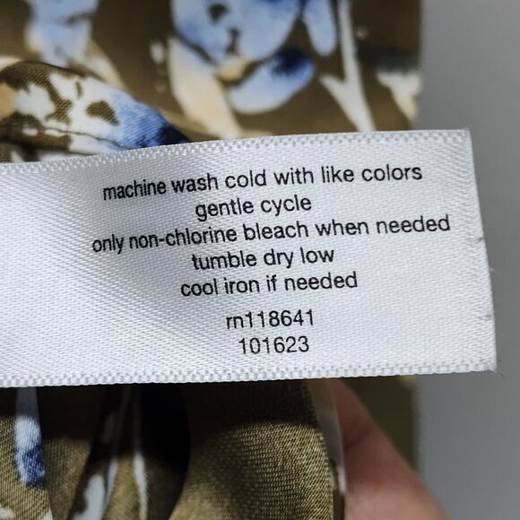 Lane Bryant Blouse Top Women Plus Size 26/28 Green Floral Short Sleeve Casual - Picture 9 of 9